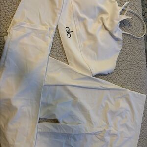 ALO Yoga Off-White Thin-Strap Cropped Tank & Leggings